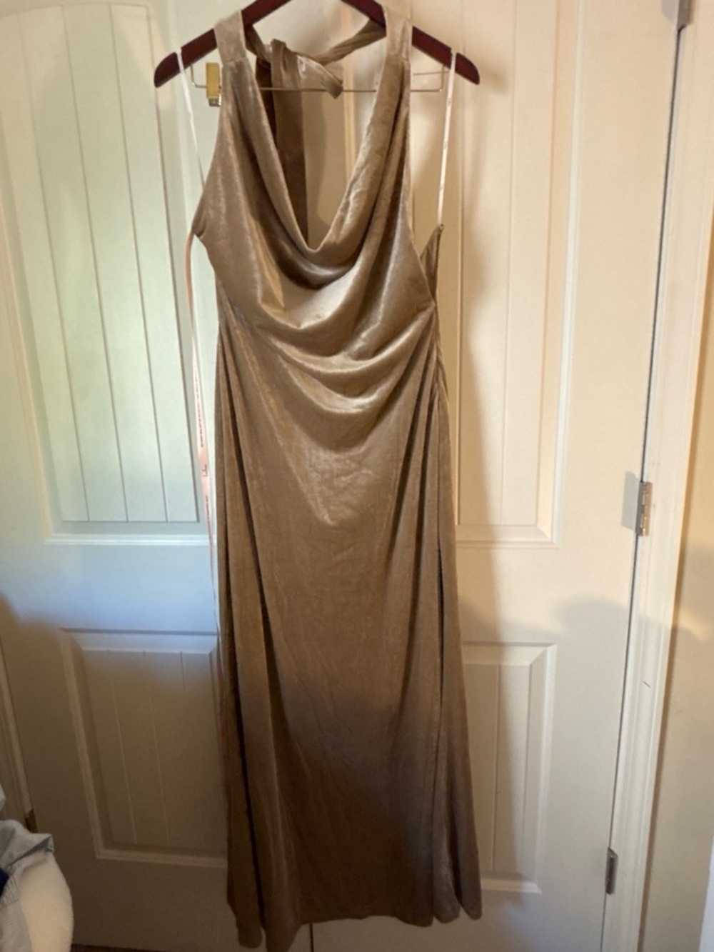 Lulu's Shimmering Gold Backless Dress